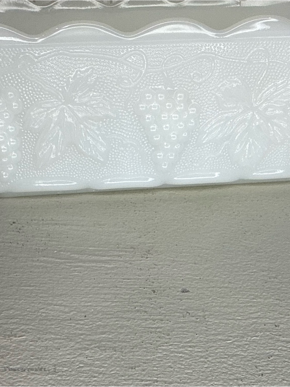 Vintage Anchor Hocking Fire-King Milk Glass Grape & Leaf Rectangle Dish Planter